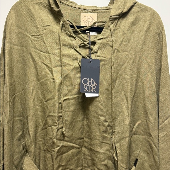 NWT Chaser Beachy Lace Up Dolman Hooded Tunic in Olive Green.Size Small - Picture 7 of 7